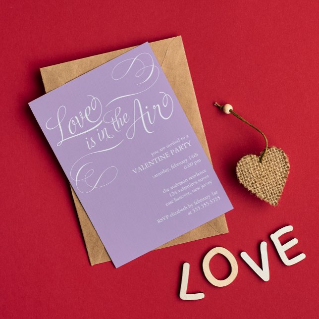 "Love is in the Air" Stylish Valentines Day Party Invitation (Creator Uploaded)