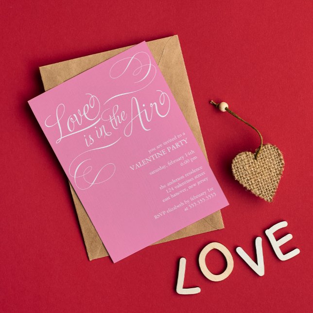 "Love is in the Air" Stylish Valentines Day Party Invitation (Creator Uploaded)