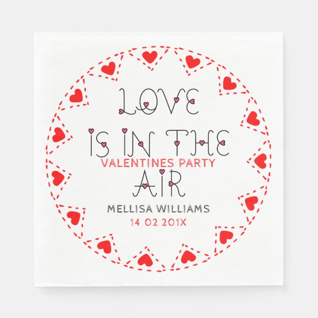 Love Is In The Air Typography Design Napkin (Front)