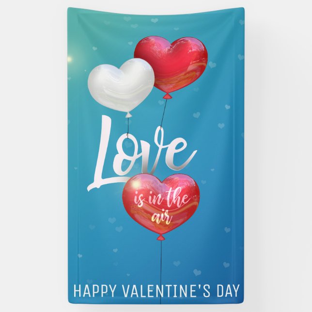 Love Is In The Air Valentine Balloons - Banner (Vertical)