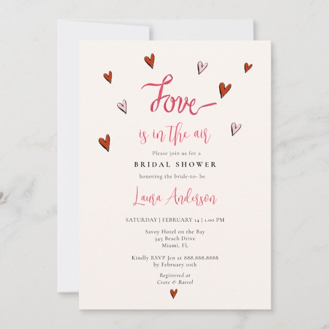 Love is in the Air Valentine's Bridal Shower Invitation (Front)