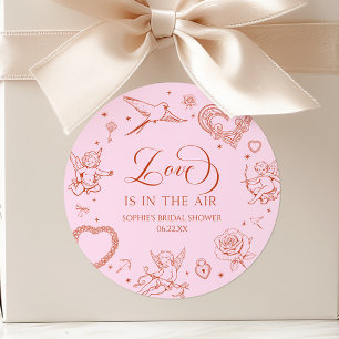 Love Is In The Air Valentine's Day Bridal Shower Classic Round Sticker
