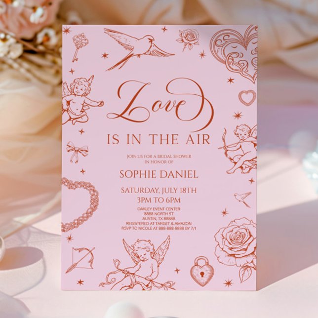 Love Is In The Air Valentine's Day Bridal Shower Invitation (Creator Uploaded)