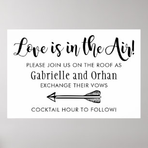 Love is in the Air Welcome Sign   Black Script