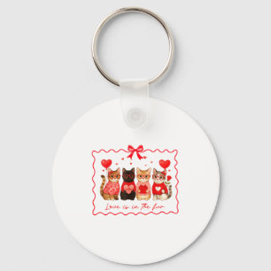 Love Is In The Fur Cat Lovers Valentines Cute Cats Key Ring
