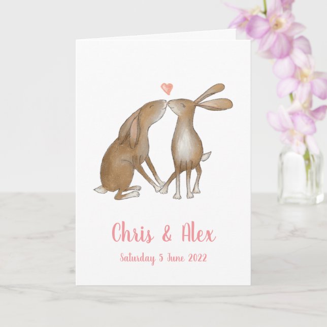 Love is in the hare wedding card (Orchid)