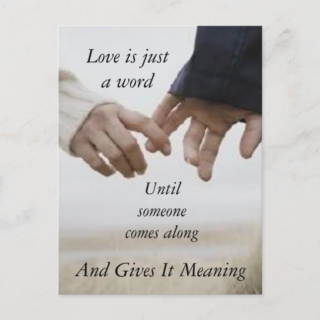 Love is just a word announcement postcard (Front)