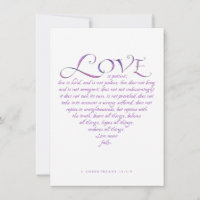 Love is Kind Quote Calligraphy Blue/Purple Heart