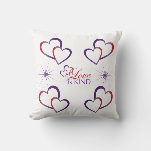 Love Is Kind with Hearts -Cotton Pillow (Front)