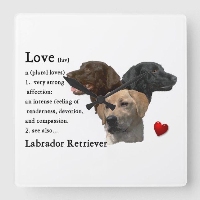 Love Is Labrador Retriever Gifts Square Wall Clock (Front)