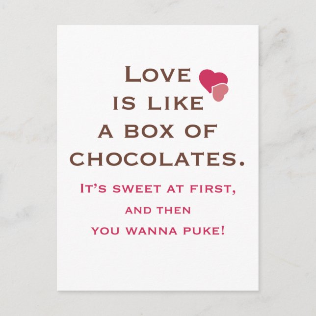 Love is Like a Box of Chocolates Postcard (Front)