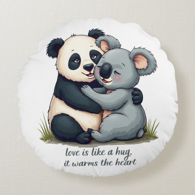 Love is like a hug round cushion (Front)