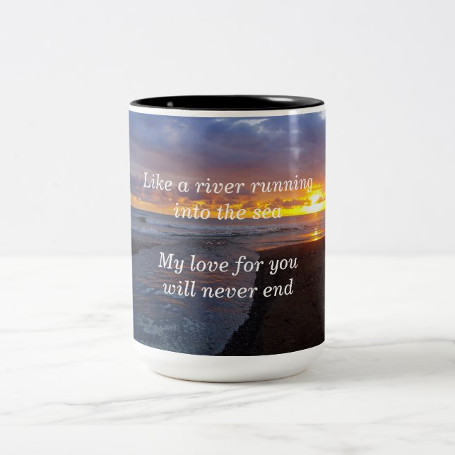 Love is like a River running into the Sea. Two-Tone Coffee Mug (Center)
