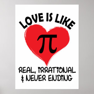 Love is Like Pi Real Irrational and Never Ending Poster