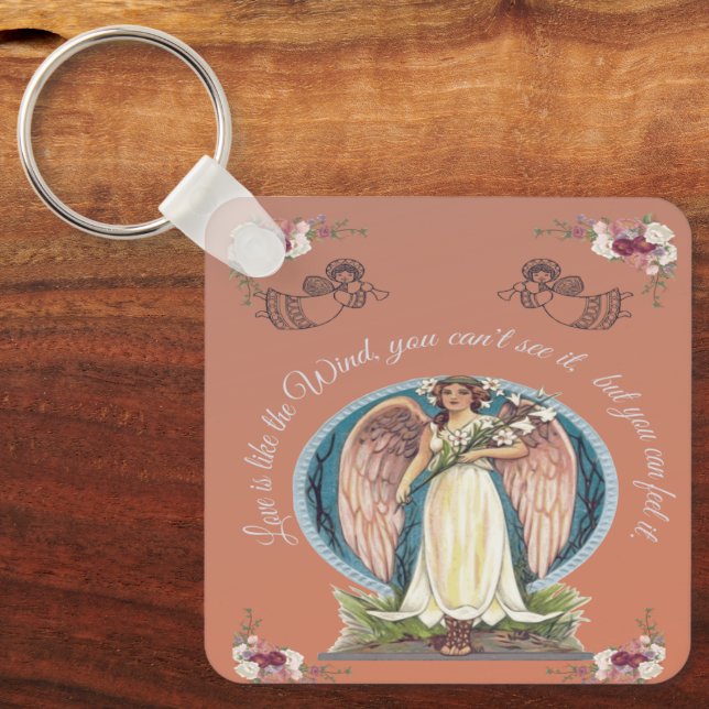 LOVE IS LIKE THE WIND ANGEL  KEY RING (Front)