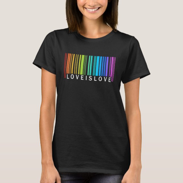 Love Is Love Barcode Rainbow Flag  Lgbt Gay Lesbia T-Shirt (Front)