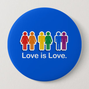 LOVE IS LOVE BLUE 10 CM ROUND BADGE