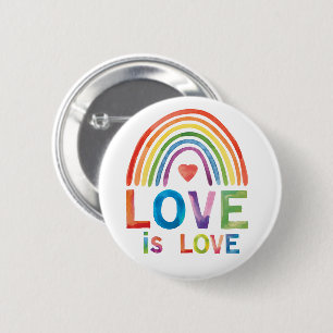 "Love Is Love" Bright Colour Rainbow Gay Pride 6 Cm Round Badge