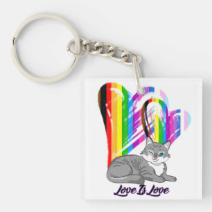 Love Is Love Cat - LGBTQ+ Pet Owner Key Ring