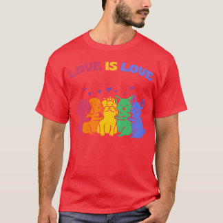 Love is Love Colorful Cats Dogs family T-Shirt