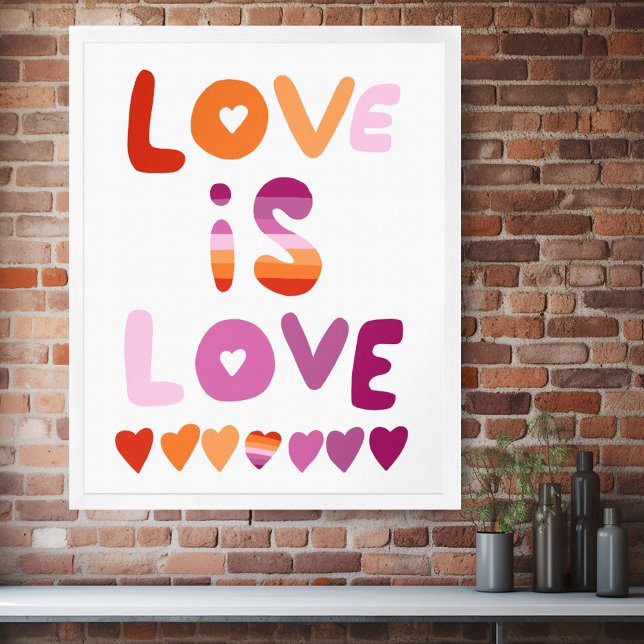 LOVE IS LOVE Colorful Pink Purple Lesbian Pride Poster (LOVE IS LOVE Colorful Pink Purple Lesbian Pride Poster
Wall Art)