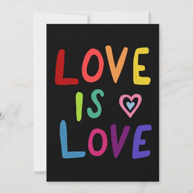 LOVE IS LOVE Colourful Rainbow Gay Pride Handmade Card (Front)