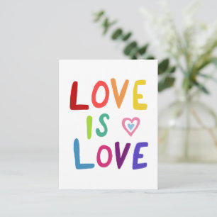 LOVE IS LOVE Colourful Rainbow  Postcard