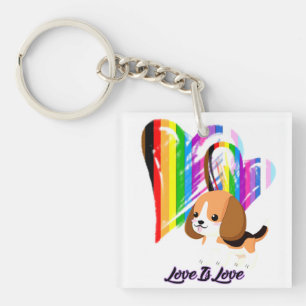 Love Is Love Dog - LGBTQ+ Pet Owner Key Ring
