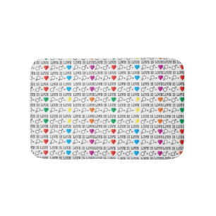 LOVE is LOVE equality quote in rainbow colours Bath Mat