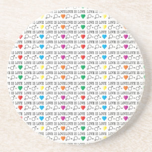 LOVE is LOVE equality quote in rainbow colours Coaster