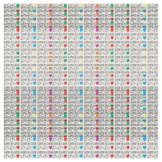 LOVE is LOVE equality quote in rainbow colours Fabric (Close Up)