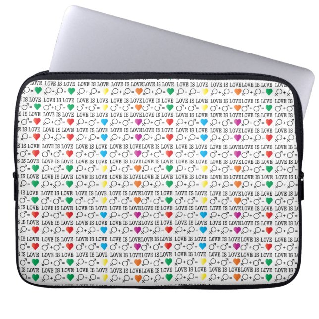 LOVE is LOVE equality quote in rainbow colours Laptop Sleeve (Front)
