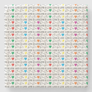 LOVE is LOVE equality quote in rainbow colours Stone Coaster