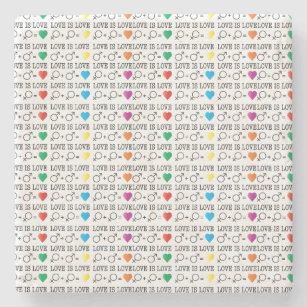 LOVE is LOVE equality quote in rainbow colours Stone Coaster