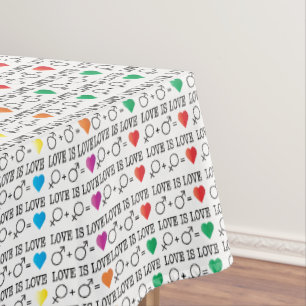 LOVE is LOVE equality quote in rainbow colours Tablecloth