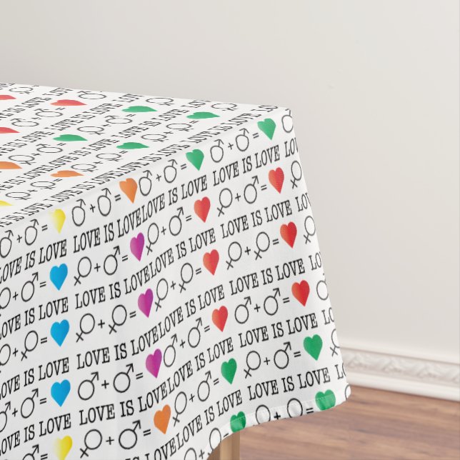 LOVE is LOVE equality quote in rainbow colours Tablecloth (In Situ)