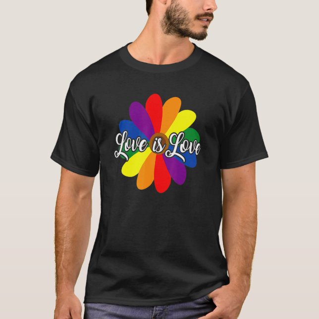 Love Is Love Flower Lgbt Gay Lesbian Human Rights  T-Shirt (Front)
