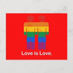 LOVE IS LOVE GAY COUPLE POSTCARD
