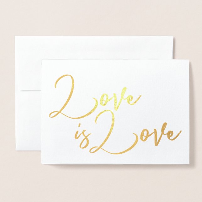 Love is Love Gay Engagement Wedding Congrats Foil Card (Front With Envelope)