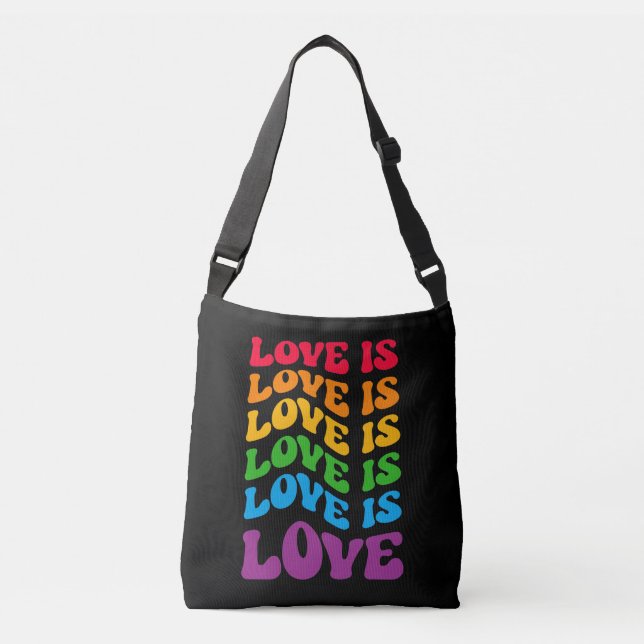 Love Is Love Gay LGBT Crossbody Bag (Front)