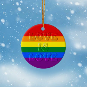 Love is Love Gay Pride Ceramic Ornament
