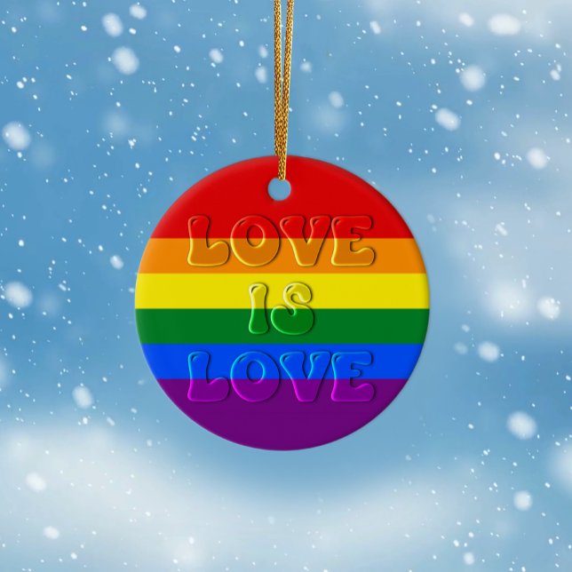 Love is Love Gay Pride Ceramic Ornament (Creator Uploaded)
