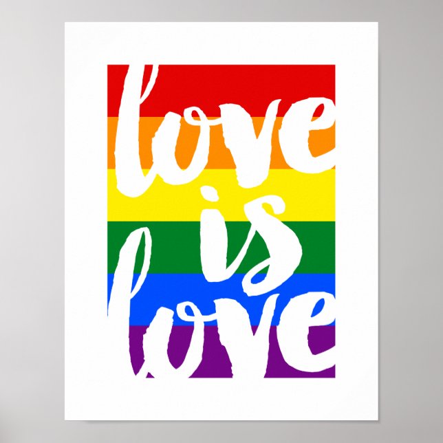 Love is Love Gay Pride Motivational Poster (Front)