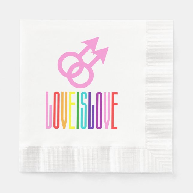 Love is Love Gay Relationship Sign Rainbow LGBT Napkin (Front)