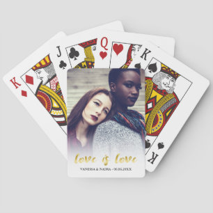 Love is Love   Gold Script Overlay Photo Playing Cards