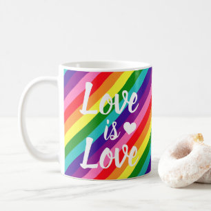 Love is Love Heart Diagonal Rainbow 11 oz Coffee Mug