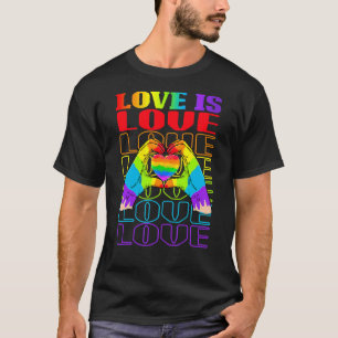Love Is Love Heart Hand Sign Pride Lgbt Rights Mon T-Shirt