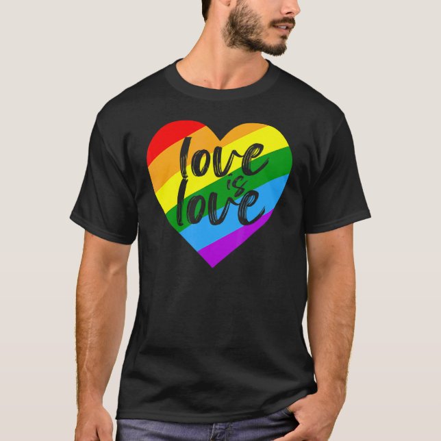 Love Is Love Heart Rainbow Lgbt Equality Pride Mon T-Shirt (Front)