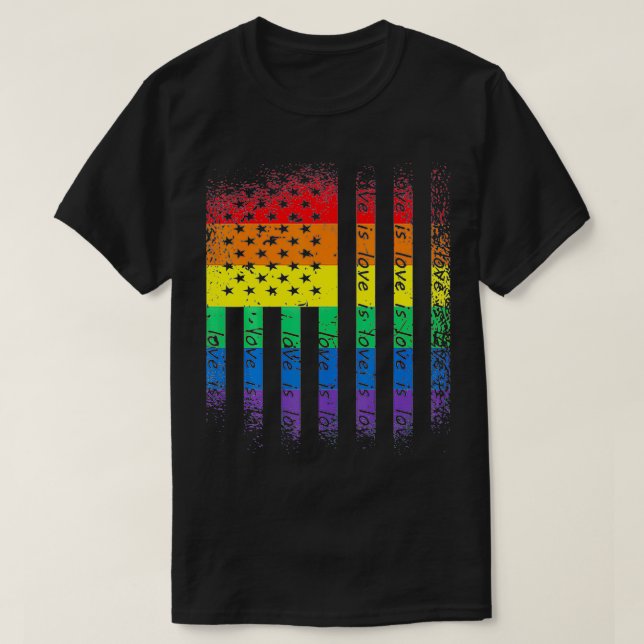 Love is love June distressed Rainbow  LGBT pride g T-Shirt (Design Front)