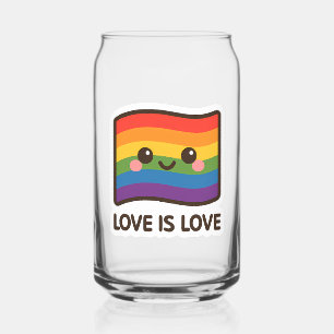 Love is Love – Kawaii Rainbow Design Can Glass
